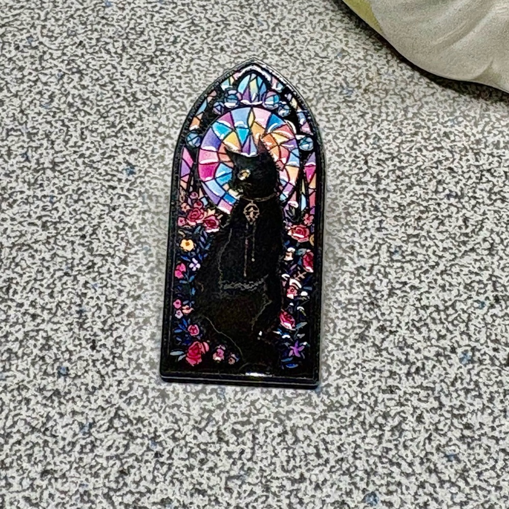 🐈‍⬛cat lover stained glass window Enamel Pin